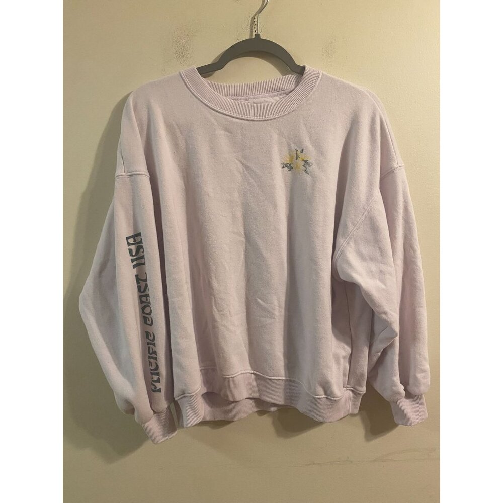 Women's American Eagle Light Pink Floral Pacific Coast USA Sweatshirt Size Small